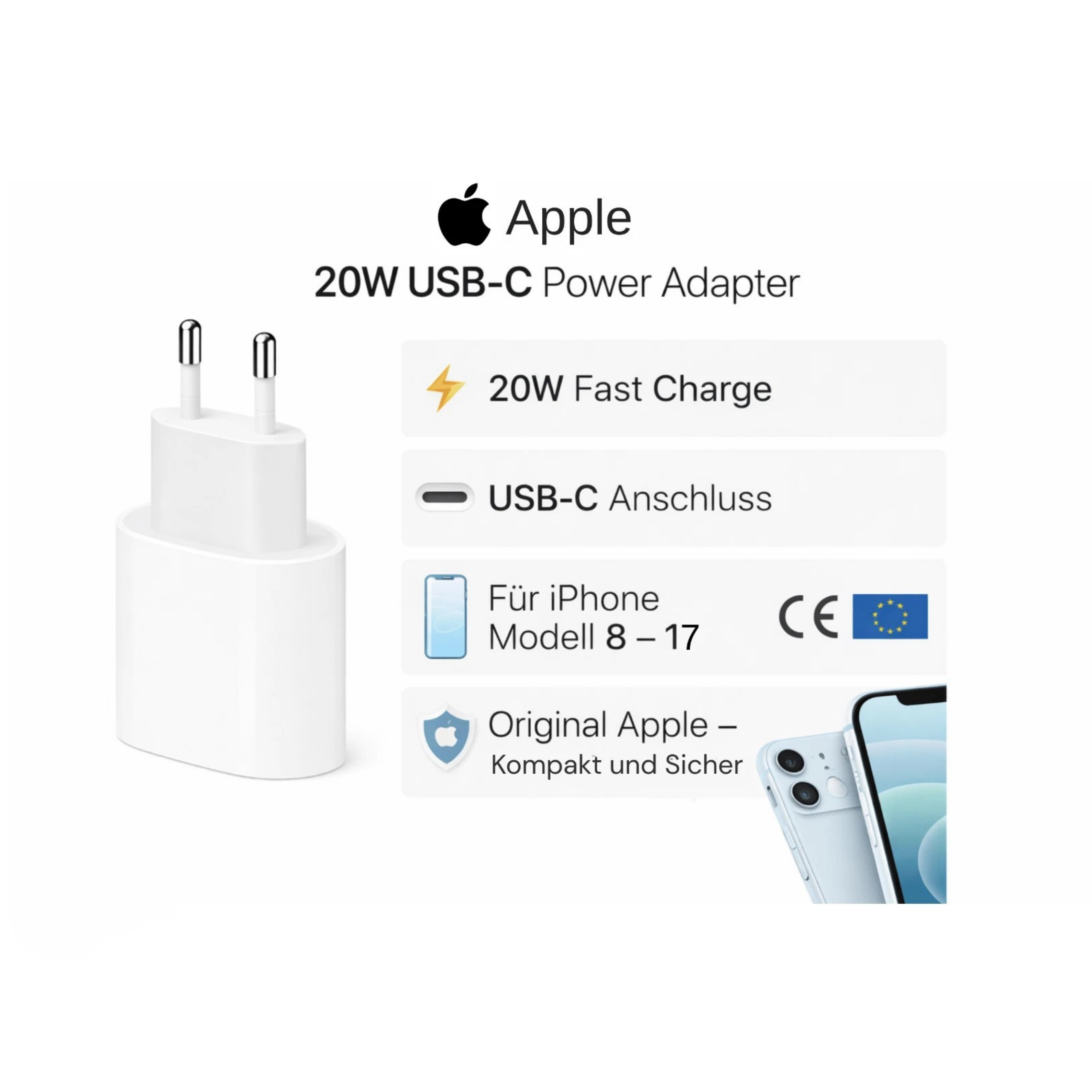Apple 20W USB‑C Power Adapter